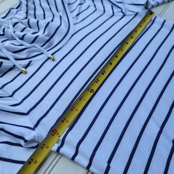 Lilly Pulitzer Hillary Popover Bright White Navy Blue Dress UPF 50+ Stretch Sz S - Picture 12 of 16